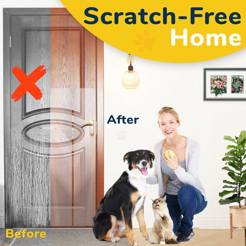PROTECTO Cat & Dog Scratch Door Protector with Utility Knife - 60" x 8" Clear Wall Protector for Pet Scratching - Sticky and Self-Adhesive Deterrent Vinyl Surface - Easy Customization & Installation - Image 5